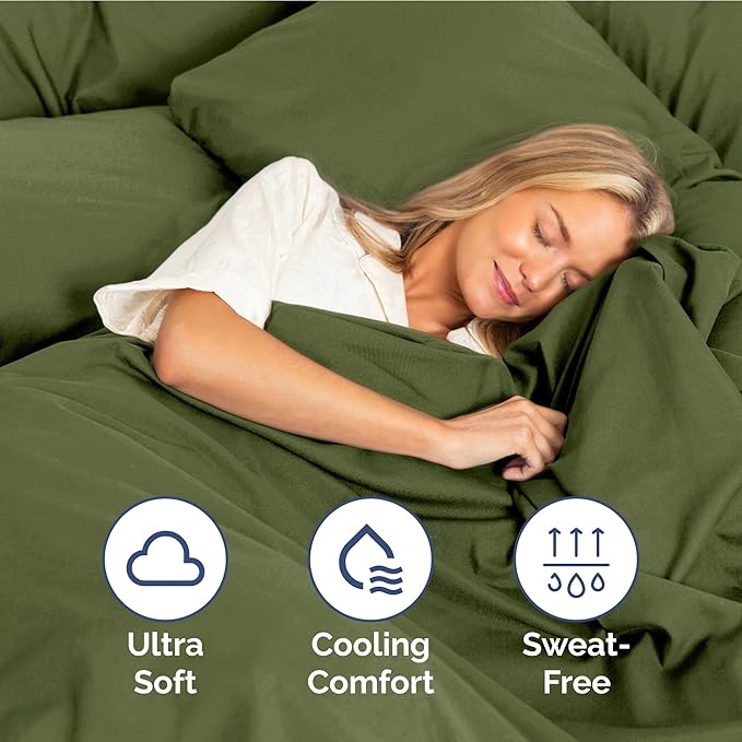 Full Size 4 Piece Sheet Set - Extra Soft, Breathable & Cooling Sheets - Hotel Luxury Durable Bed Sheets for Women & Men - Deep Pockets, Easy-Fit & Wrinkle-Free Sheets - Deep Olive Oeko-Tex Bed Sheets