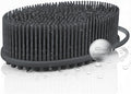 Silver Infused Silicone Body Scrubber Shower - Gentle Back Scrubber Soft Bristles - Avilana Premium Dual Sided Bath Brush Massage - Advanced Material Loofah Alternative - Gift Women Men