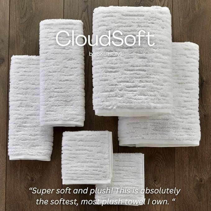 SKL Home CloudSoft Cotton Luxury 6-Piece Towel Set, White