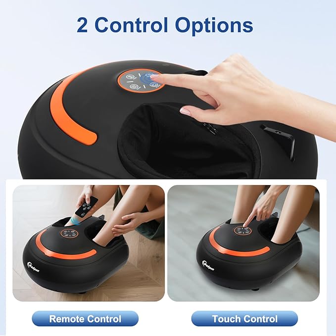 Shiatsu Foot Massager Electric Feet Massage Machine Deep Kneading Relief for Plantar Fasciitis, Air Compression, 3 Heat Levels Relax for Home Office Use, Christmas Gifts for Women Mom Dad Black