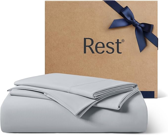 REST® Evercool®+ Starter Sheet Set, King, Light Gray, Breathable Bed Sheets for Hot Sleeper and Night Sweats, with Pillowcases, Ionic+ Self-Cleaning Silver Yarn for Sensitive Skin, 3PCS No Flat Sheet