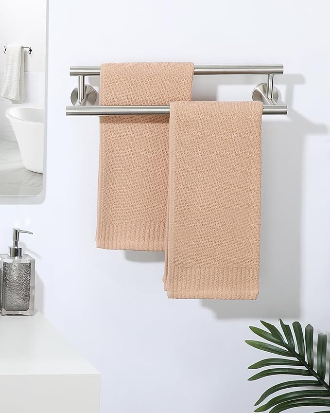 Alise Double Bath Towel Bars,12 Inch Towel Racks for Bathroom Wall Mount,SUS304 Stainless Steel Towel Holder,Space-Saving Towel Hanger,Modern Decor Towel Rod,Brushed Nickel Towel Rail,GYT6902-300-LS
