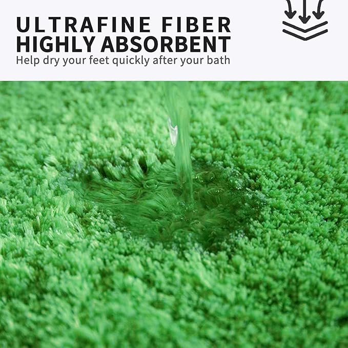 FIFU Bathroom Rugs 20" W x 32" L, Bath Mat for Bathroom, Bedroom, Laundry Room & Kitchen, Non-Slip Rubber Latex Backing, Extra Soft and Absorbent Microfiber Carpet, Machine Washable Rug, Green