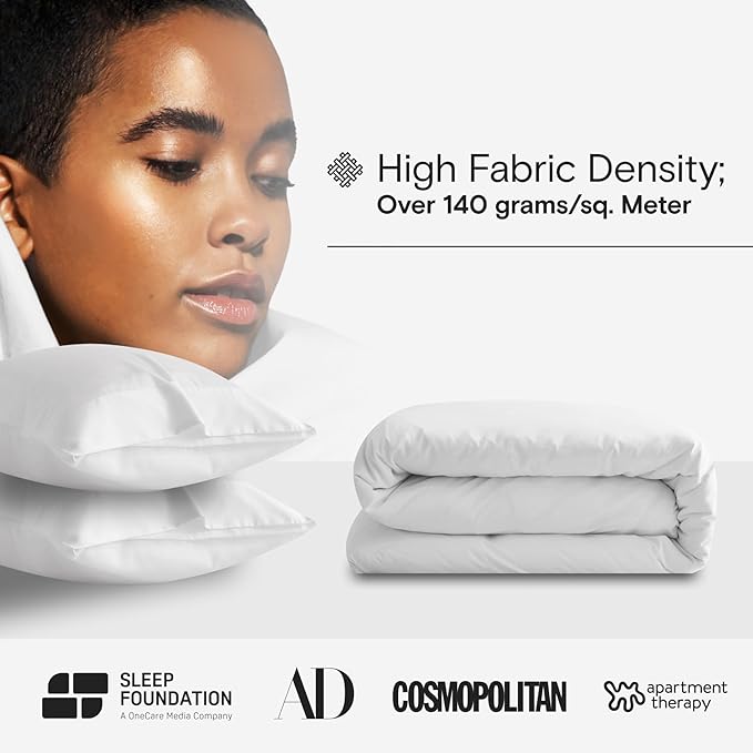 DOZ Duvet Cover Set, 100% Viscose derived from Bamboo, Organically Grown, Buttery Soft, Cooling Duvet Covers, High GSM, 1 Duvet Cover and 2 Pillowcases, 106"x90" (Snow, King/Cal King)