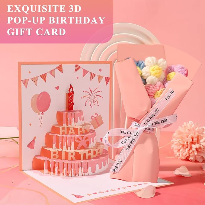 Birthday Gifts for Women Friendship, Pink Relaxing Spa Gifts Basket Set for Women, Self Care Gifts Unique Happy Birthday Gift Idea for Mom Her Best Friends Sister Wife Coworker Teacher (Pink)