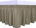 PureFit Wrap Around Ruffled Bed Skirt with Adjustable Elastic Belt - 18 Inch Drop Easy to Put On, Wrinkle Free Bedskirt Dust Ruffles, Bed Frame Cover for Twin,Twin XL and Full Size Beds, Sand