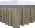 PureFit Wrap Around Ruffled Bed Skirt with Adjustable Elastic Belt - 22 Inch Drop Easy to Put On, Wrinkle Free Bedskirt Dust Ruffles, Bed Frame Cover for Twin,Twin XL and Full Size Beds, Sand