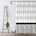 Awellife Black Boho Stripe Shower Curtain for Bathroom with Tassel 72 X 72 Farmhouse Cotton