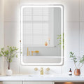 20"L x 28"W Led Bathroom Mirror with Lights, Anti-Fog & Tri-Color Lighting - Wall Mounted Shaving Mirror with Touch Sensor, Waterproof & Smart LED Vanity Mirror,Tempered Glass, Dimmable Smart Mirror