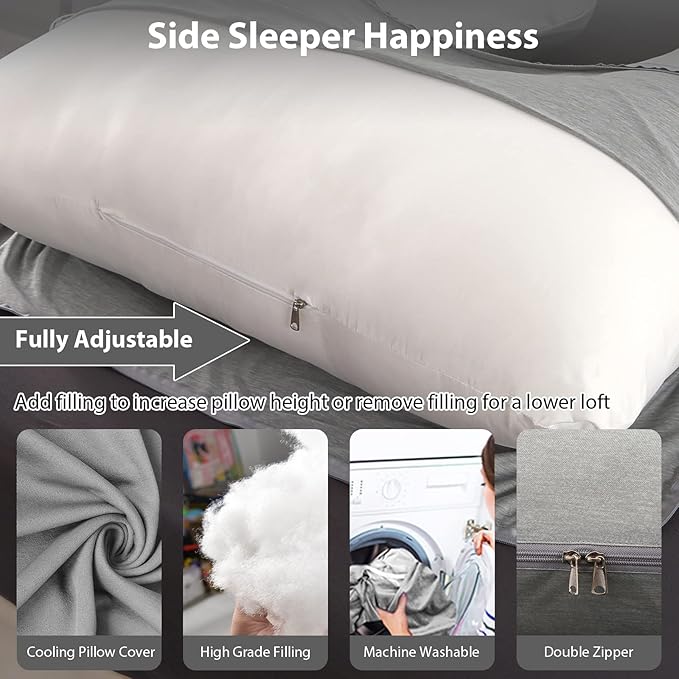 BATTOP Pregnancy Pillows for Sleeping,Full Body Maternity Pillow with Cooling Cover,Support for Back,HIPS,Legs,Belly for Pregnant Women,Pregnancy Must Haves