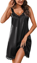 Marvmys Women's Satin Chemise Nightgown Lace Trim Silk Slip Lingerie Dress V Neck Sleeveless Nightdress