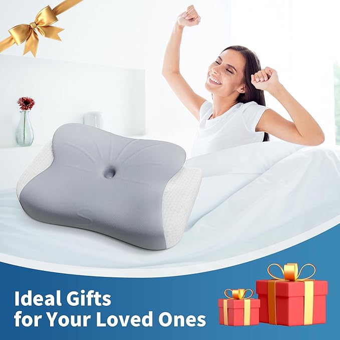 Cervical Neck Pillow - Ergonomic Contour Cooling Memory Foam Pillows for Neck and Shoulder Pain Relief, Orthopedic Bed Pillow for Side Back Stomach Sleeper with Washable Pillowcase