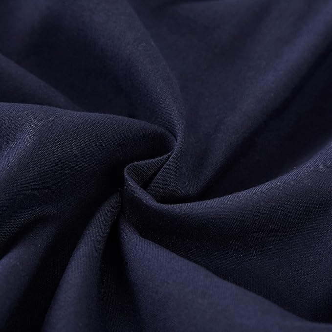 MEILA Wrap Around Bed Skirt Three Fabric Sides Elastic Dust Ruffled 24 Inch Tailored Drop,Easy to Install Fade Resistant-Navy Blue, Queen/King
