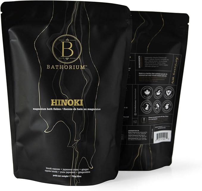 Bathorium Hinoki Mineral Magnesium Chloride Bath Flake, Relaxing Bath Soak with Japanese Hinoki, Detoxifying, pH Balanced for Women, Good for Sensitive Skin, 26 oz
