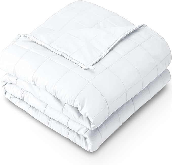Bare Home Weighted Blanket Full or Queen Size 12lb (48" x 72") for Adults - All-Natural 100% Cotton - Premium Heavy Blanket Nontoxic Glass Beads (White, 48"x72")