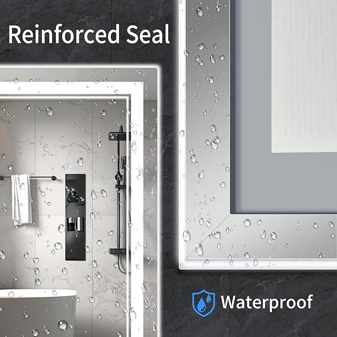 55"x30" LED Bathroom Mirror with Anti-Fog, Stepless Dimmable Lights, 3 Color Modes, Shatter-Proof Tempered Glass, Memory Function & Waterproof Design