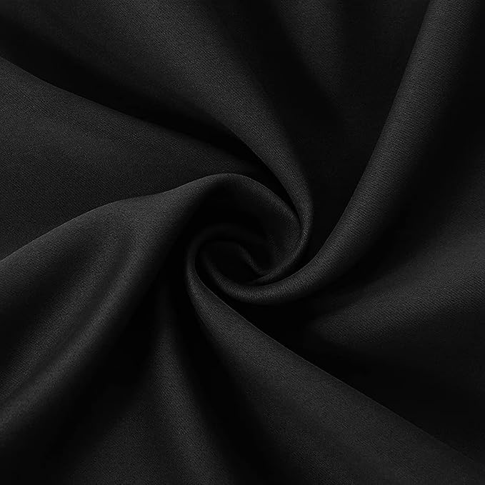 Joydeco Black Custom Solid Single Blackout Curtain for Bedroom and Living Room, Grommet Thermal Insulated Room Darkening Curtain 1 Panel (Custom Size,Black)