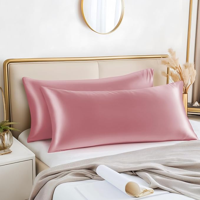 BEDELITE Satin Body Pillow Cover 2 Pack, Super Soft and Cooling Body Pillow Pillowcase for Hair and Skin, Breathable Silky Full Long Pillowcase Cover(20"x54", Nostalgia)
