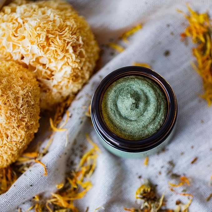 Emulsified Face Sugar Scrub, Organic squalane oil/Castor oil: Tremella Mushroom/Chamomile/Gotu Kola/Calendula/White Kaolin Clay, Manuka Honey-Gentle exfoliant-Dry/Sensitive/Mature skin (RENEW)