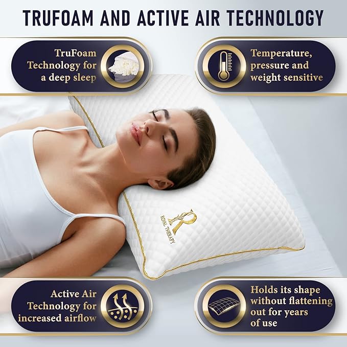 Royal Therapy Pillows Queen Size Set of 2, Shredded Memory Foam Queen, Rayon Derived from Bamboo, Queen Pillows, for Side Sleepers Bed Cooling