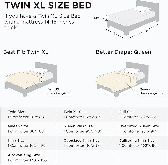 Bedsure Comforter Duvet Insert - Quilted Comforters Twin XL Size, All Season Duvet, GentleSoft Down Alternative Bedding, with 8 Tabs, Gifts for Women/Men, Dark Slate Blue, Twin XL 92 x 68 Inches