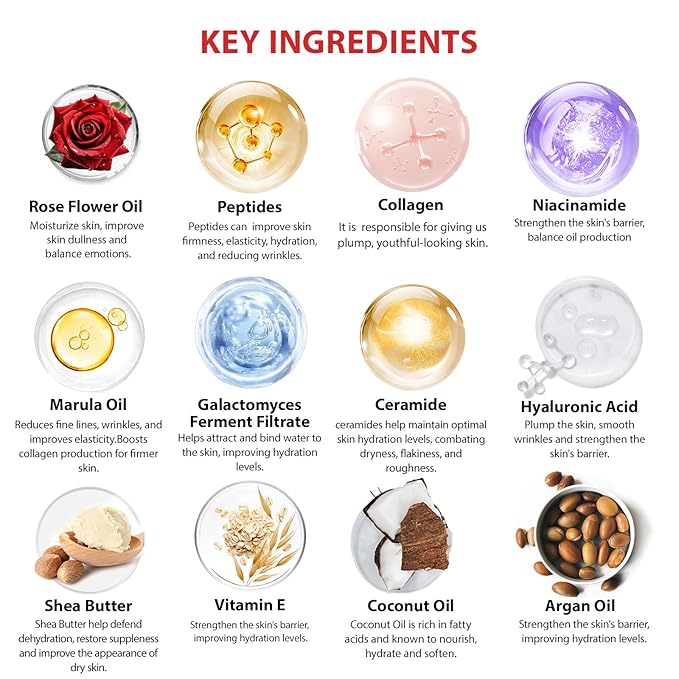 Christmas Gifts for Women, Red Rose 33 Pcs Spa Bath & Body Gift Set, Face Sheet Mask Skin Care, Hydrogel Mask, Lip Gloss, Cosmetic Bag, Face Serum, Necklace, Cleanser, Gua Sha, Mother Day, Birthday