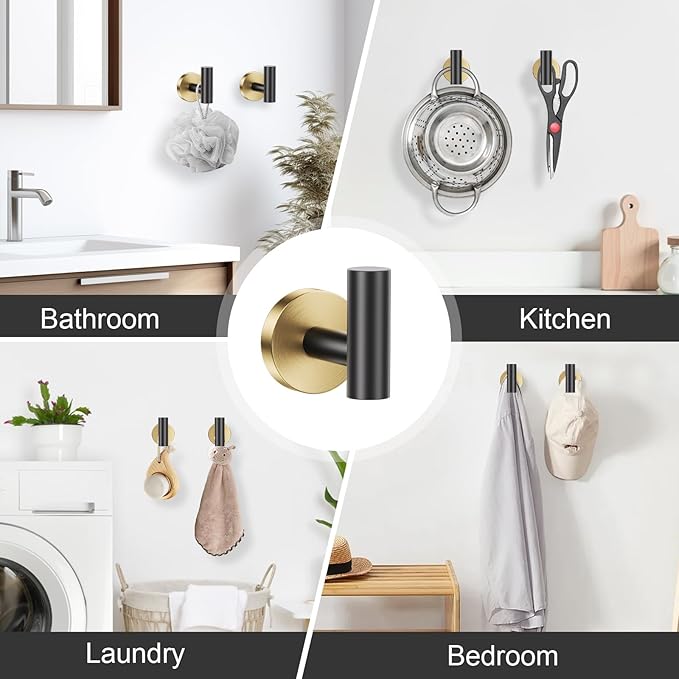 Black and Gold Bathroom Hardware Set, 5 Pieces Towel Bar Bathroom Accessories, Upgraded Toilet Paper Holder with Shelf Set, 23.6 Inch Towel Rack Towel Holder for Bathroom Wall