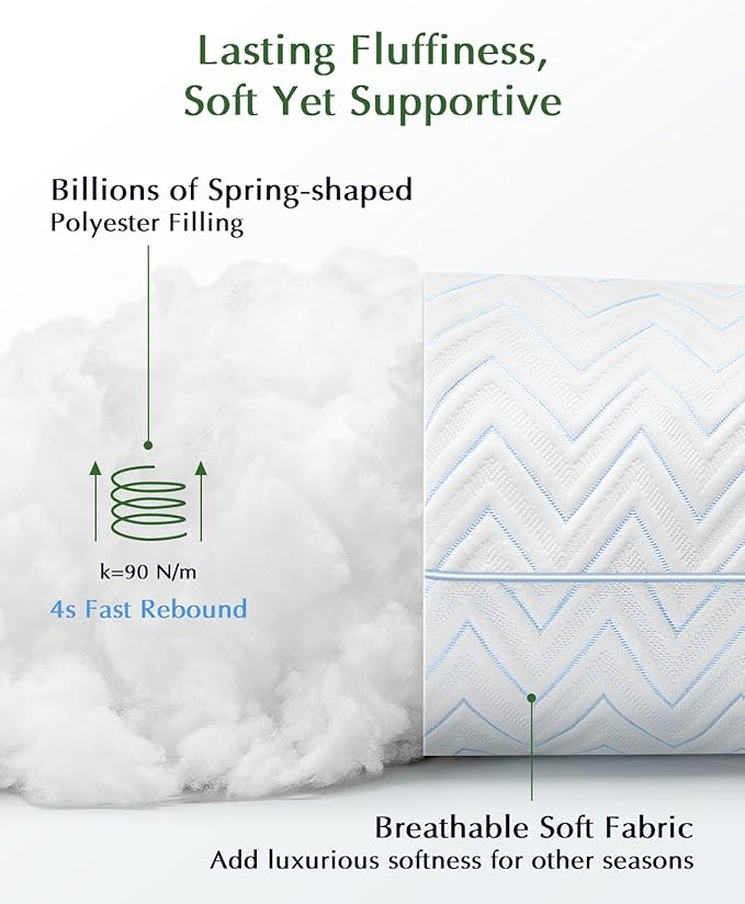 DIORIS Pillows Queen Size Set of 2 - Luxury Hotel Collection Bed Pillows for Sleeping, Breathable Medium Firm Down Alternative Microfiber Filled Pillows for Back, Stomach Sleepers
