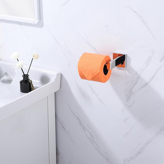 LANC Chrome Toilet Paper Holder, Bathroom Silver Toilet Paper Roll Holder Wall Mount for Kitchen Washroom Modern TP Tissue Holder Dispenser Rustproof Stainless Steel Polished Left, A8807CP-LF
