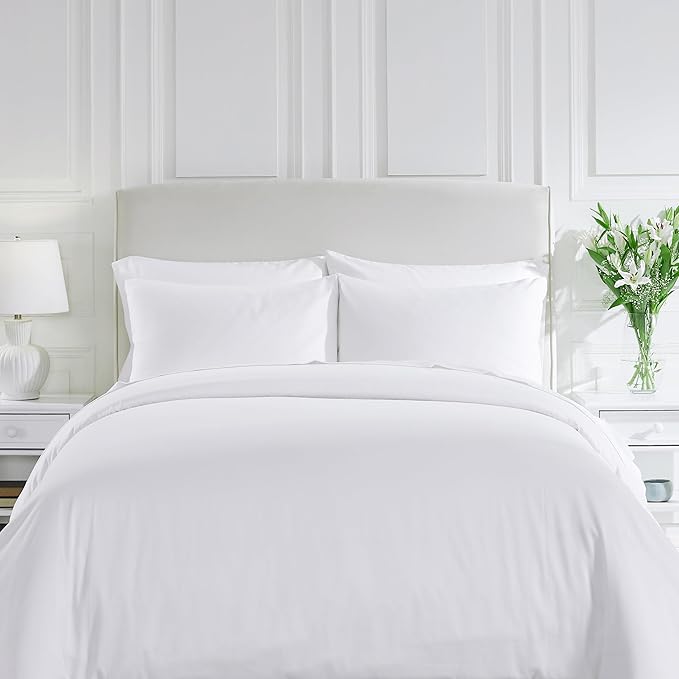 California Design Den 3 Pc Oversized King Duvet Cover Set - Winner Good Housekeeping Best Bedding Awards 2025, 400 Thread Count Sateen, 100% Cotton Duvet Cover Set, Button Closure, Corner Ties - White