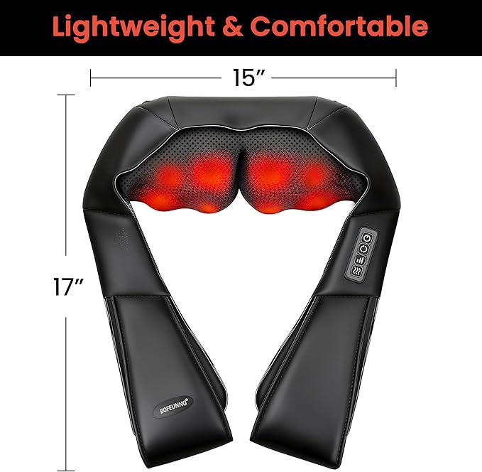 Shiatsu Neck and Back Massager for Pain Relief Deep Tissue, Neck and Shoulder Massager with Heat, Electric Kneading Back Massage for Muscle, Waist, Leg and Foot, Best Gift for Women Men Mom Dad