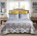 YAYIDAY Quilts King Size Patchwork Bedspread Set - 100% Cotton Reversible Breathable Grey Quilted Quilt with Pillow Shams Fit All Seasons