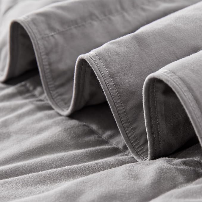Globon Summer Down Blanket Queen Size, Extra Lightweight Comforter/Duvet Insert for Hot Sleepers, Noiseless & Extra Soft,10 Ounce Fill Weight, Grey