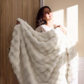 Fluffy Blanket for Couch Soft Luxury Faux Rabbit Fur Throw Blanket Cozy Fuzzy Plush Bubble Thick Warm Decorative Throw for Bed, Sofa (Throw Size 50''x60'', Cream White)