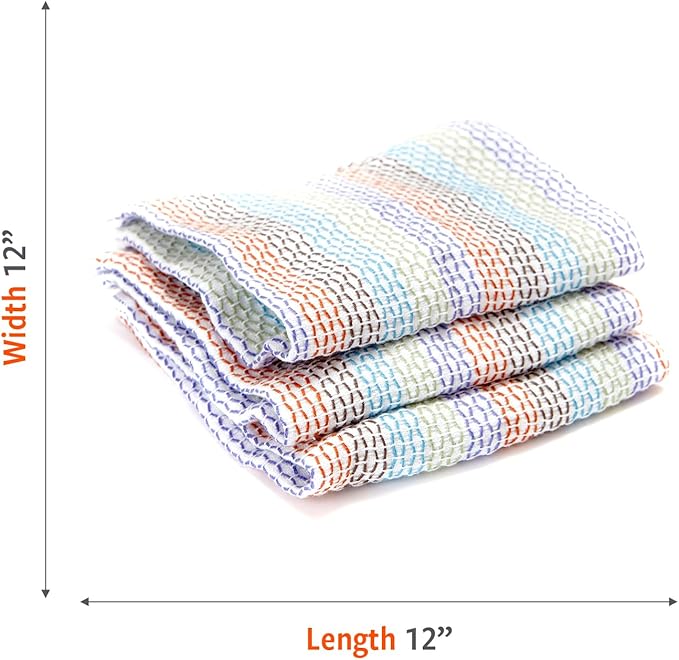 Full Circle Tidy 100% Organic Cotton Dish Cloths, Set of 3, Multicolored