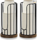 Heightened Rural Style Bathroom Cup Dispenser, 2 Pack Small Disposable Paper Cup Holder, 3oz Disposable Mouthwash Cup Storage Rack, Iron Bathroom