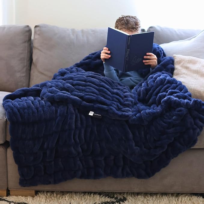 Minky Designs Midnight Horizon Minky Blanket – Ultra Soft Faux Fur Throw Blanket for Couch, Bed & Home – Fluffy, Warm & Luxurious – Chic Collection (X-Large, 60x84)