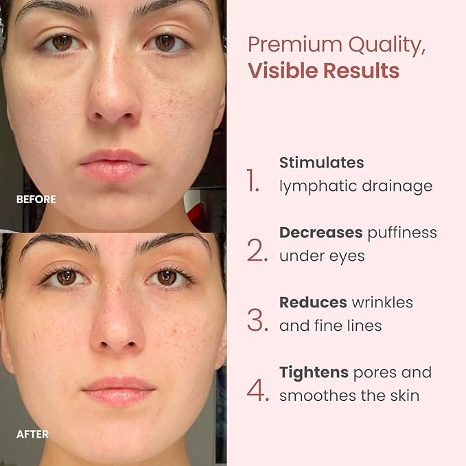 PLANTIFIQUE Face Roller and Gua Sha Rose Quartz Certified | Gifts | Guasha Tool for Face | Jawline Shaper | Your Skin Care Routine