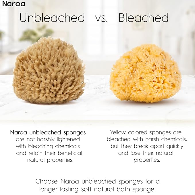NAROA Natural Baby Bath Sponge in Gift Box | Premium Soft Wool Sea Sponge for Babies | Newborn Bath Time Essentials | Sustainable & Plastic Free (2 Pack)