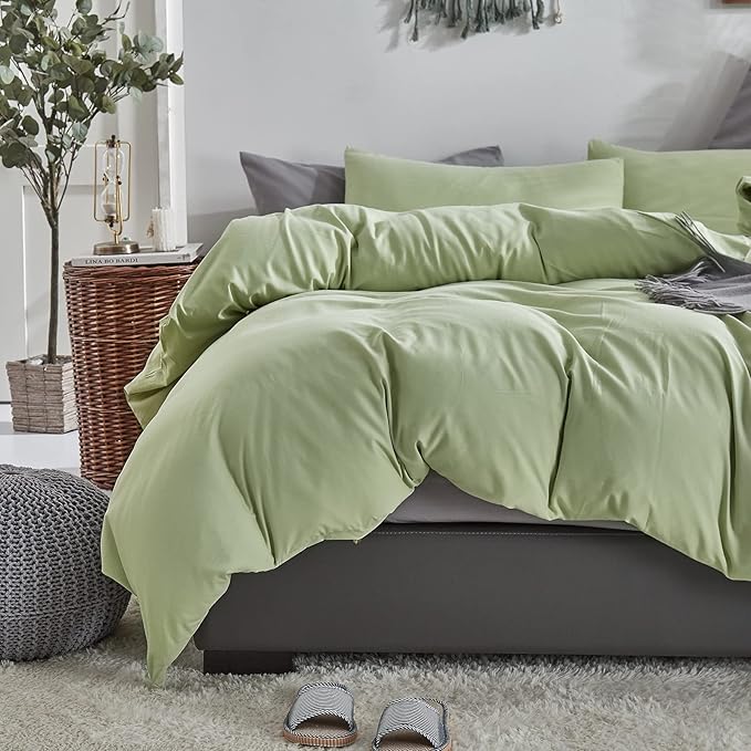 KAREVER Sage Green Comforter Set Full Bedding Set Lightweight Women Soft Durable Light Mint Green Blanket 3 PCs Men Full Size Sage Green Breathable Bed Comforter Set
