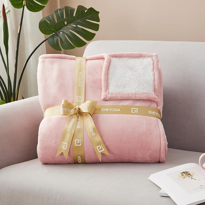 EHEYCIGA Heated Blanket Electric Blanket Full Size - Heating Blanket with 5 Heating Levels & 10 Hours Auto Off, Soft Cozy Sherpa Washable Blanket with Fast Heating, 72 x 84 Inches, Pink