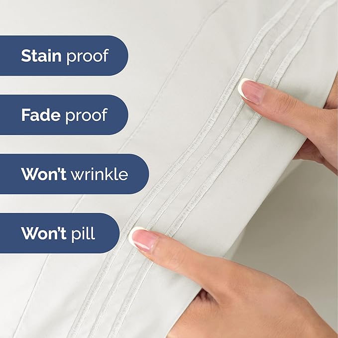 Twin Size 3 Piece Sheet Set - Extra Soft, Breathable & Cooling - Hotel Luxury Durable Bed Sheets for Women & Men - Deep Pockets, Easy-Fit & Wrinkle-Free - Antique White Oeko-Tex