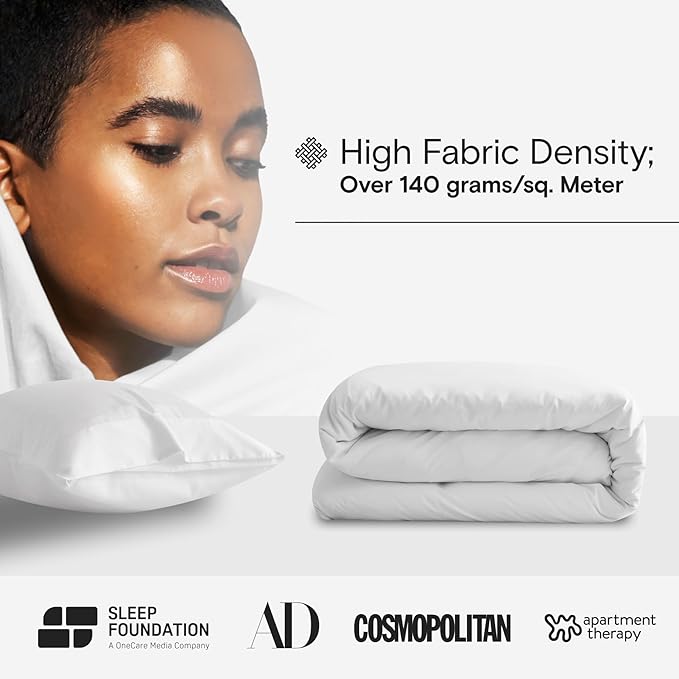DOZ Duvet Cover Set, 100% Viscose derived from Bamboo, Organically Grown, Buttery Soft, Cooling Duvet Covers, High GSM, 1 Duvet Cover and 1 Pillowcase, 70"x90" (Snow, Twin/Twin XL)