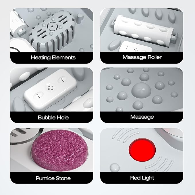 Collapasible Foot Spa Bath Massager with Heat, Pedicure Foot Spa with Bubbles, Temperature Control, Foot Soaking Tub for Home, Office, Foot Soaker Gift for Men and Women