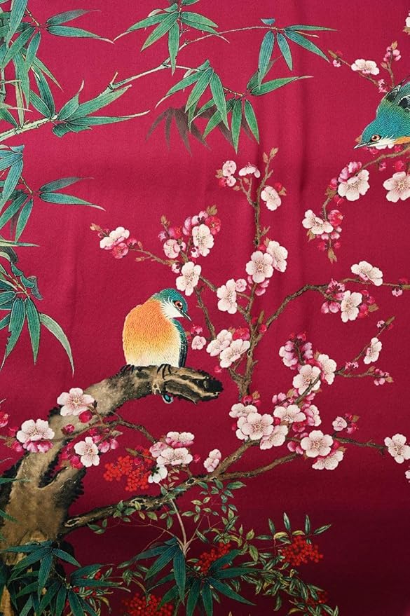 Women's Silk Kimono Robe Long Bathrobe Nightgown 100% Mulberry Silk for Women - Classic Floral Pattern