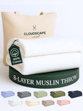 Cloud Scape Linen Extra Large 8 Layer Muslin Throw Blanket - 100% Cotton Gauze, Soft and Breathable, Winter Blanket for Couch, Sofa and Bed, Idea, 50x70, White