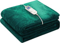 Wapaneus Heated Blanket Electric Throw 72" x 84" Full Size with 10 Heating Levels 12 Hours Time Setings and Auto-Shut Off, Flannel Fast-Heating Electric Blanket,Machine Washable,Vintage Green