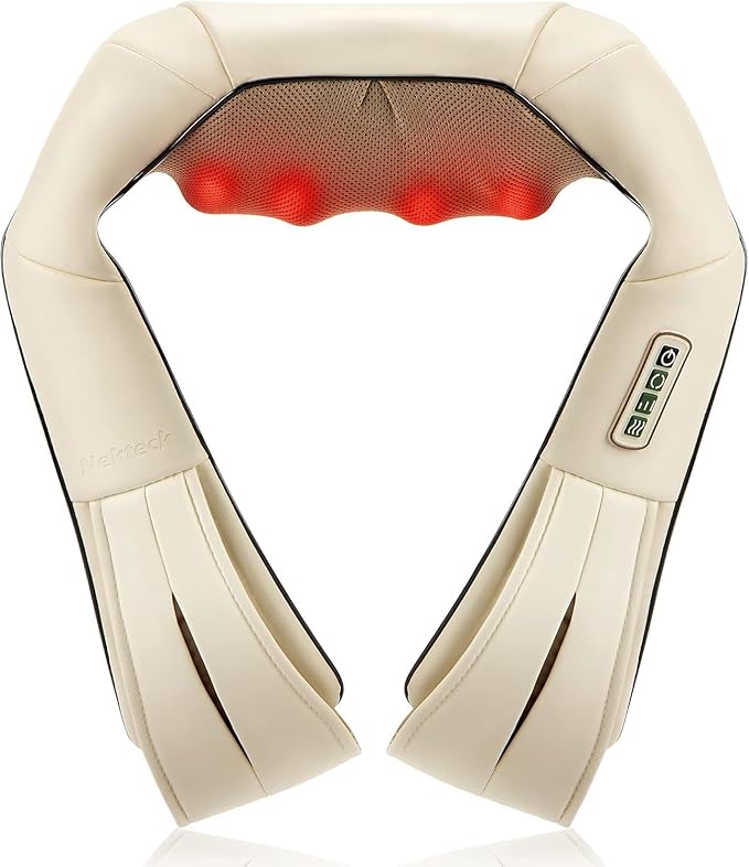Nekteck Neck and Back Massager for Pain Relief Deep Tissue, Shiatsu Shoulder Massage Tool, Plug-in Use Only (Renew)