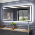 Amorho LED Bathroom Mirror Large 88" X38" with Front Light and Backlit, Stepless Dimmable Wall Mirrors with Anti-Fog, Shatter-Proof, Memory, 3 Colors, Double LED Vanity Mirror