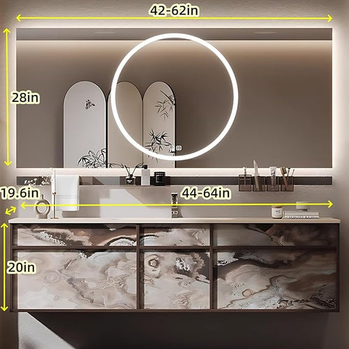 56in Bathroom Vanities Set - Bathroom Vanity with Sink, Tall Storage, Smart Defogging Mirror, Integrated Sink & 2 Large Drawer | Floating Cabinet